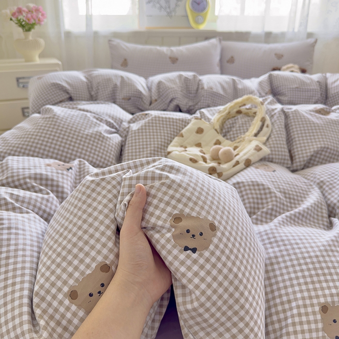 91家纺网 家纺一手货源 找家纺 好亿来家纺 2025新款加厚A类云感双层纱单品被套 被套单件 奶熊