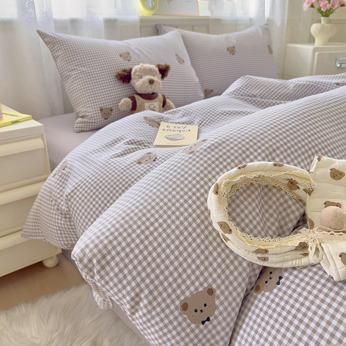 91家纺网 家纺一手货源 找家纺 好亿来家纺 2025新款加厚A类云感双层纱单品被套 被套单件 奶熊