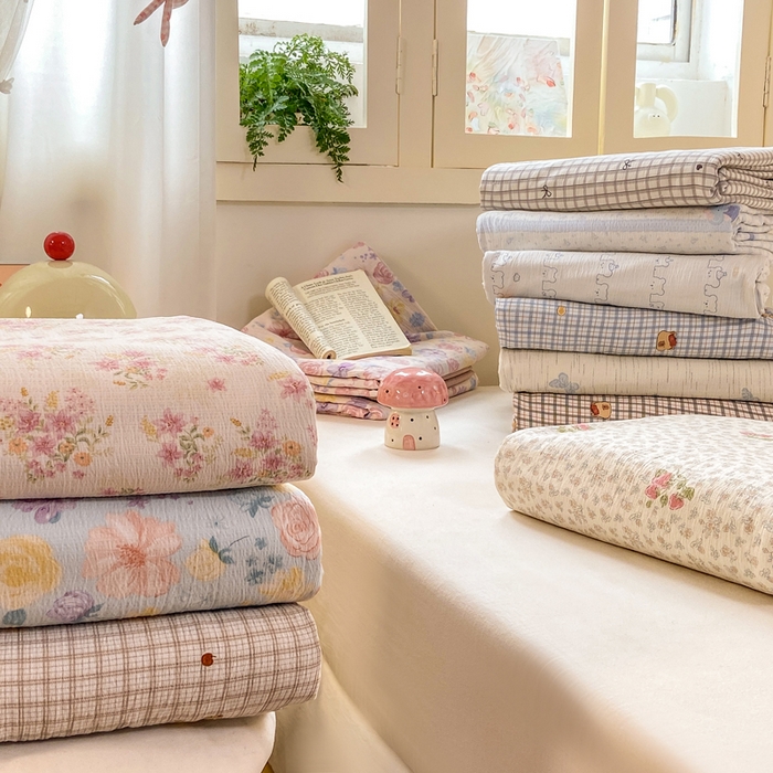 91家纺网 家纺一手货源 找家纺 夜笙家纺 2025秋冬网红爆款110克水洗棉高克重皱皱纱（提供买家秀） 组合图仅做展示不可下单