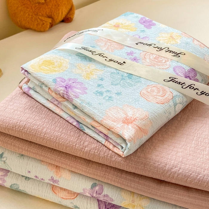 91家纺网 家纺一手货源 找家纺 夜笙家纺 2025秋冬网红爆款110克水洗棉高克重皱皱纱（提供买家秀） 组合图仅做展示不可下单