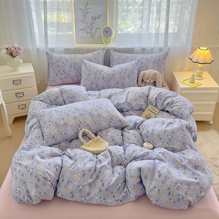 91家纺网 家纺一手货源 找家纺 好亿来家纺 2025新款加厚A类云感双层纱单品被套 被套单件 芊叶怡梦-灰