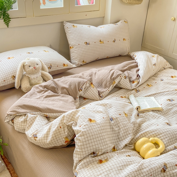 91家纺网 家纺一手货源 找家纺 夜笙家纺 2025秋冬网红爆款110克水洗棉高克重皱皱纱（提供买家秀） 巴克小狗