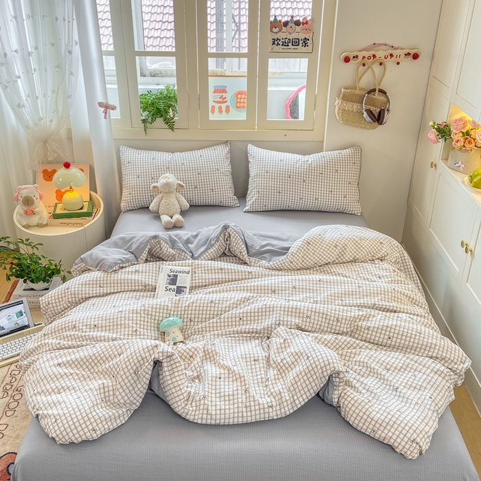 91家纺网 家纺一手货源 找家纺 夜笙家纺 2025秋冬网红爆款110克水洗棉高克重皱皱纱（提供买家秀） 蝴蝶结