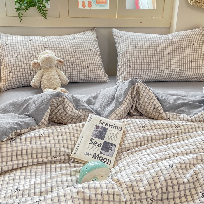 91家纺网 家纺一手货源 找家纺 夜笙家纺 2025秋冬网红爆款110克水洗棉高克重皱皱纱（提供买家秀） 蝴蝶结