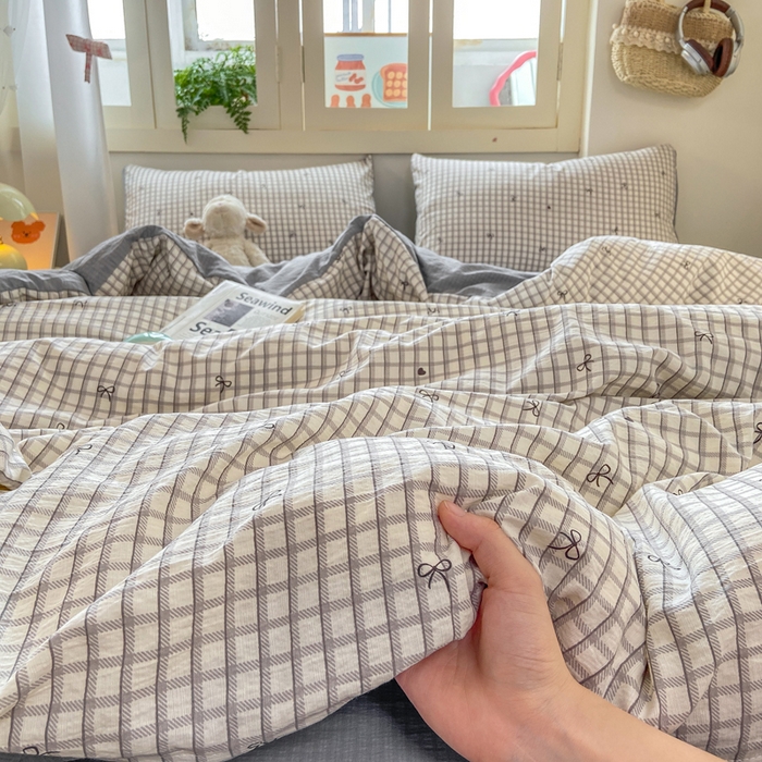 91家纺网 家纺一手货源 找家纺 夜笙家纺 2025秋冬网红爆款110克水洗棉高克重皱皱纱（提供买家秀） 蝴蝶结