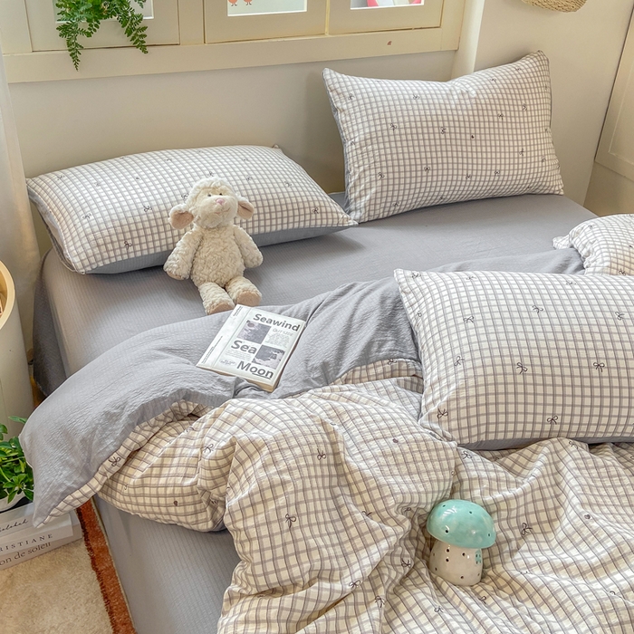 91家纺网 家纺一手货源 找家纺 夜笙家纺 2025秋冬网红爆款110克水洗棉高克重皱皱纱（提供买家秀） 蝴蝶结