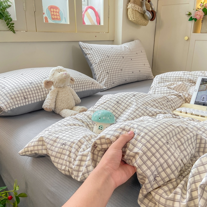 91家纺网 家纺一手货源 找家纺 夜笙家纺 2025秋冬网红爆款110克水洗棉高克重皱皱纱（提供买家秀） 蝴蝶结