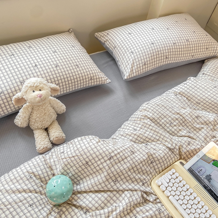 91家纺网 家纺一手货源 找家纺 夜笙家纺 2025秋冬网红爆款110克水洗棉高克重皱皱纱（提供买家秀） 蝴蝶结