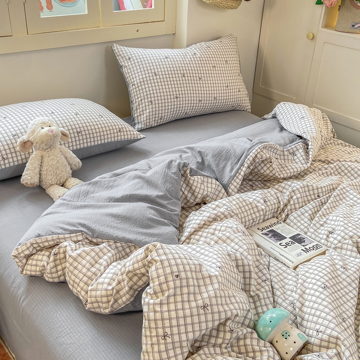 91家纺网 家纺一手货源 找家纺 夜笙家纺 2025秋冬网红爆款110克水洗棉高克重皱皱纱（提供买家秀） 蝴蝶结