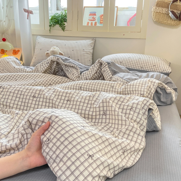 91家纺网 家纺一手货源 找家纺 夜笙家纺 2025秋冬网红爆款110克水洗棉高克重皱皱纱（提供买家秀） 蝴蝶结