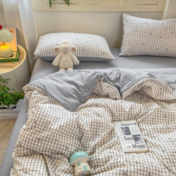 91家纺网 家纺一手货源 找家纺 夜笙家纺 2025秋冬网红爆款110克水洗棉高克重皱皱纱（提供买家秀） 蝴蝶结