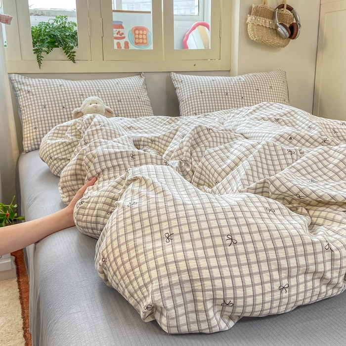 91家纺网 家纺一手货源 找家纺 夜笙家纺 2025秋冬网红爆款110克水洗棉高克重皱皱纱（提供买家秀） 蝴蝶结