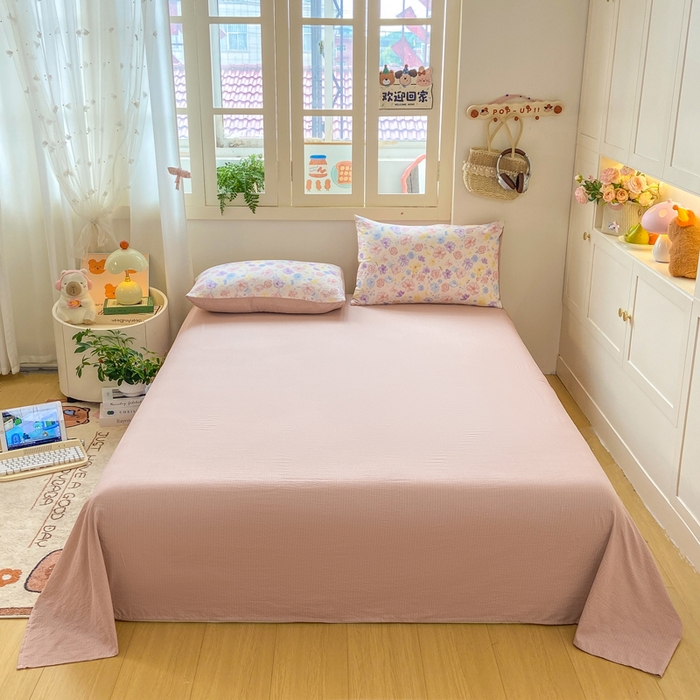 91家纺网 家纺一手货源 找家纺 夜笙家纺 2025秋冬网红爆款110克水洗棉高克重皱皱纱（提供买家秀） 花海-粉