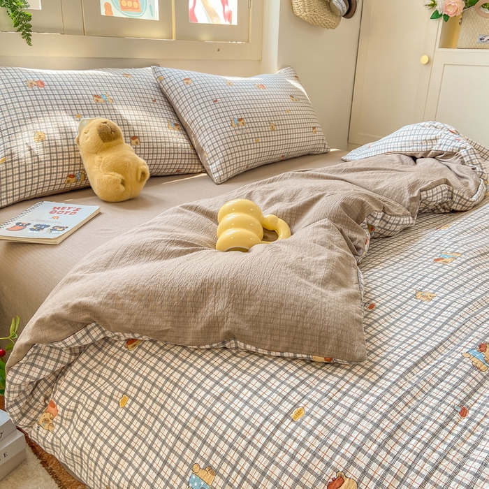 夜笙家纺 2025秋冬网红爆款110克水洗棉高克重皱皱纱（提供买家秀） 卡皮巴拉-咖