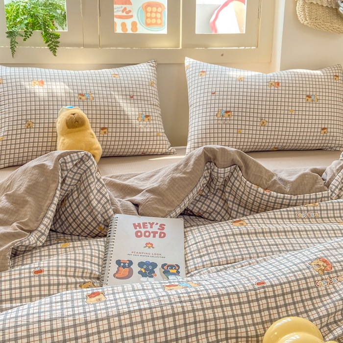 91家纺网 家纺一手货源 找家纺 夜笙家纺 2025秋冬网红爆款110克水洗棉高克重皱皱纱（提供买家秀） 卡皮巴拉-咖