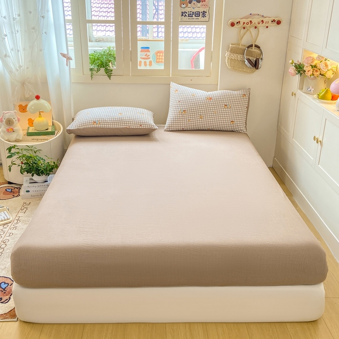 91家纺网 家纺一手货源 找家纺 夜笙家纺 2025秋冬网红爆款110克水洗棉高克重皱皱纱（提供买家秀） 卡皮巴拉-咖