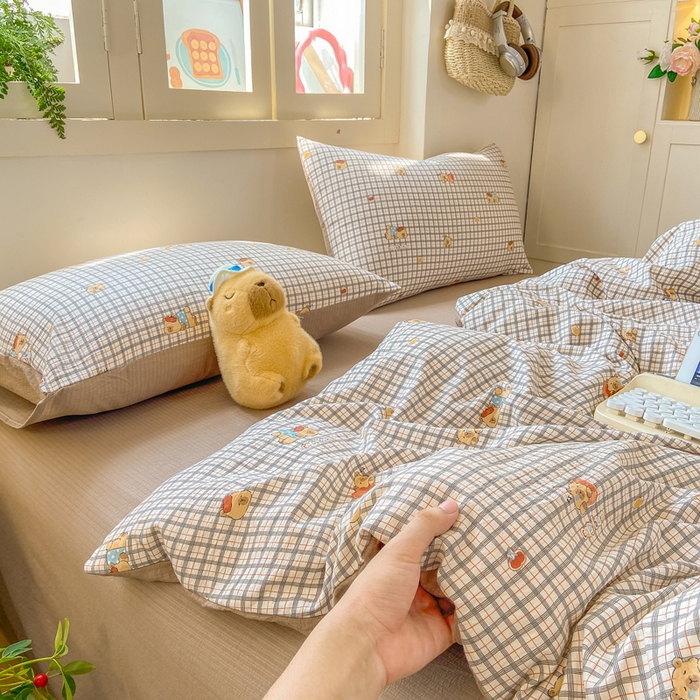 91家纺网 家纺一手货源 找家纺 夜笙家纺 2025秋冬网红爆款110克水洗棉高克重皱皱纱（提供买家秀） 卡皮巴拉-咖