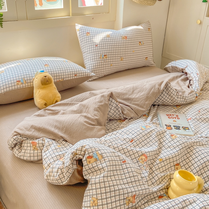 91家纺网 家纺一手货源 找家纺 夜笙家纺 2025秋冬网红爆款110克水洗棉高克重皱皱纱（提供买家秀） 卡皮巴拉-咖