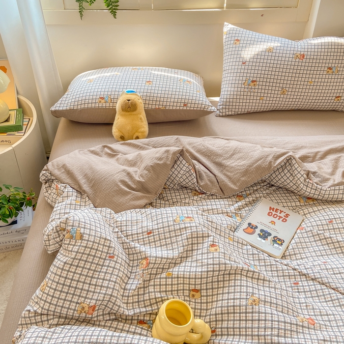 91家纺网 家纺一手货源 找家纺 夜笙家纺 2025秋冬网红爆款110克水洗棉高克重皱皱纱（提供买家秀） 卡皮巴拉-咖