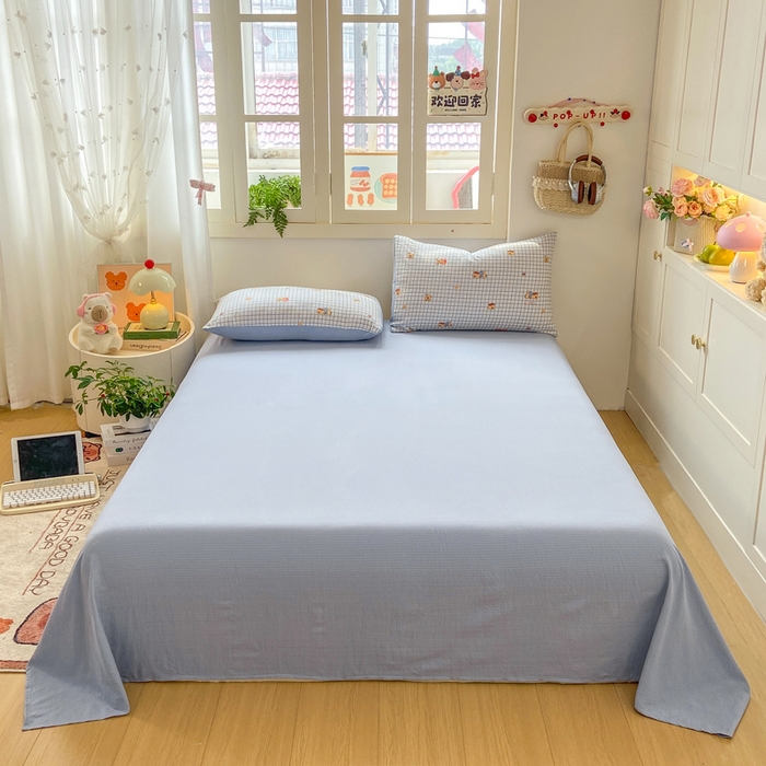 91家纺网 家纺一手货源 找家纺 夜笙家纺 2025秋冬网红爆款110克水洗棉高克重皱皱纱（提供买家秀） 卡皮巴拉-蓝