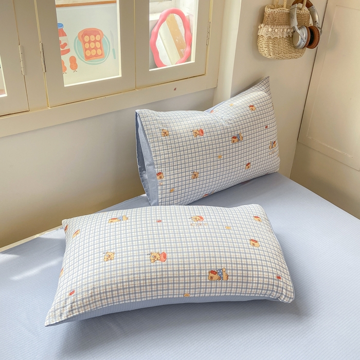 91家纺网 家纺一手货源 找家纺 夜笙家纺 2025秋冬网红爆款110克水洗棉高克重皱皱纱（提供买家秀） 卡皮巴拉-蓝