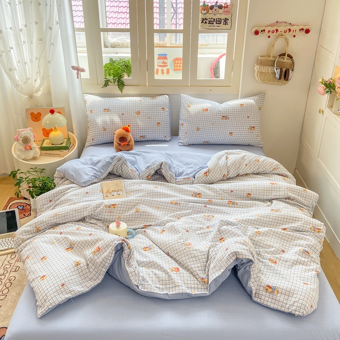 91家纺网 家纺一手货源 找家纺 夜笙家纺 2025秋冬网红爆款110克水洗棉高克重皱皱纱（提供买家秀） 卡皮巴拉-蓝