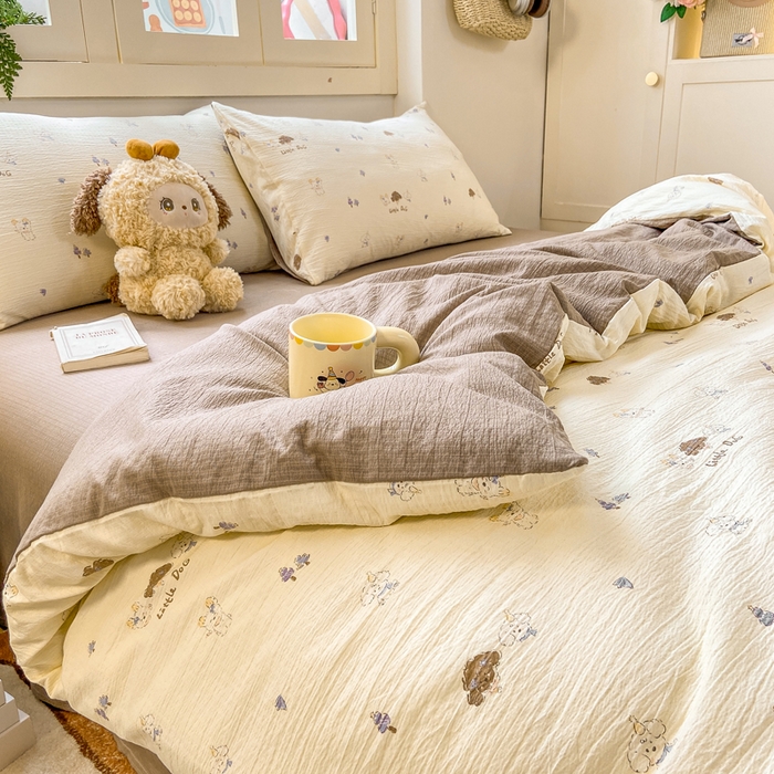 夜笙家纺 2025秋冬网红爆款110克水洗棉高克重皱皱纱（提供买家秀） 快乐伙伴