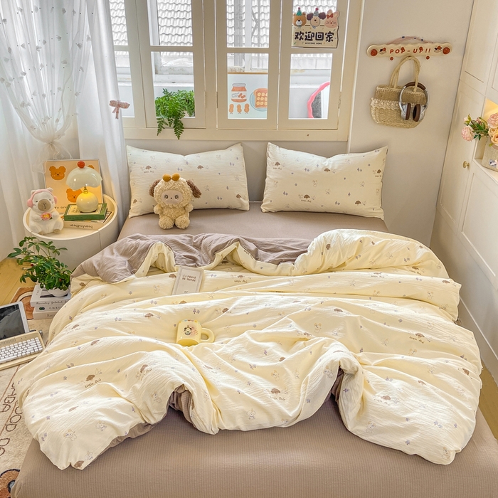 91家纺网 家纺一手货源 找家纺 夜笙家纺 2025秋冬网红爆款110克水洗棉高克重皱皱纱（提供买家秀） 快乐伙伴