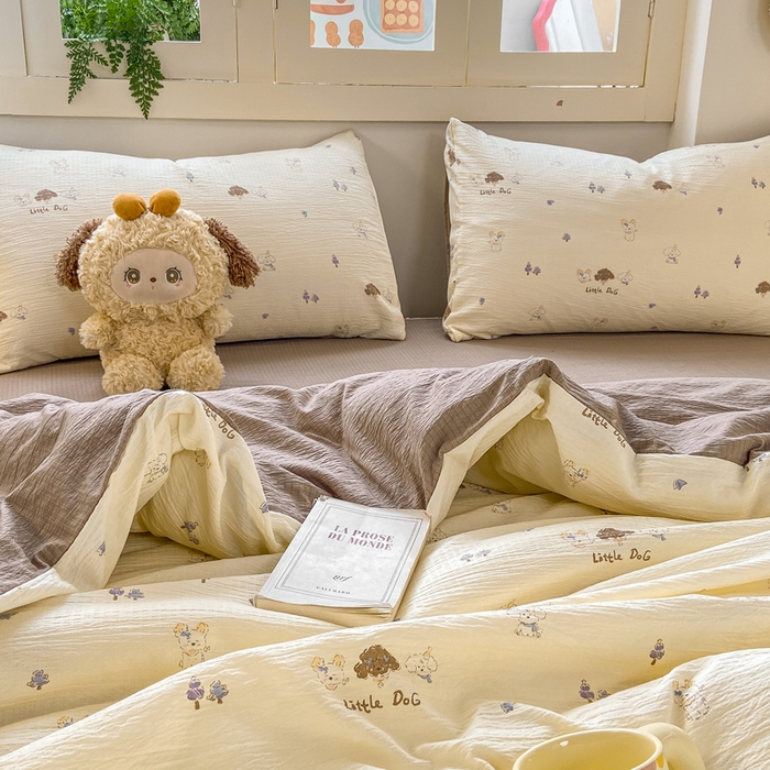 91家纺网 家纺一手货源 找家纺 夜笙家纺 2025秋冬网红爆款110克水洗棉高克重皱皱纱（提供买家秀） 快乐伙伴