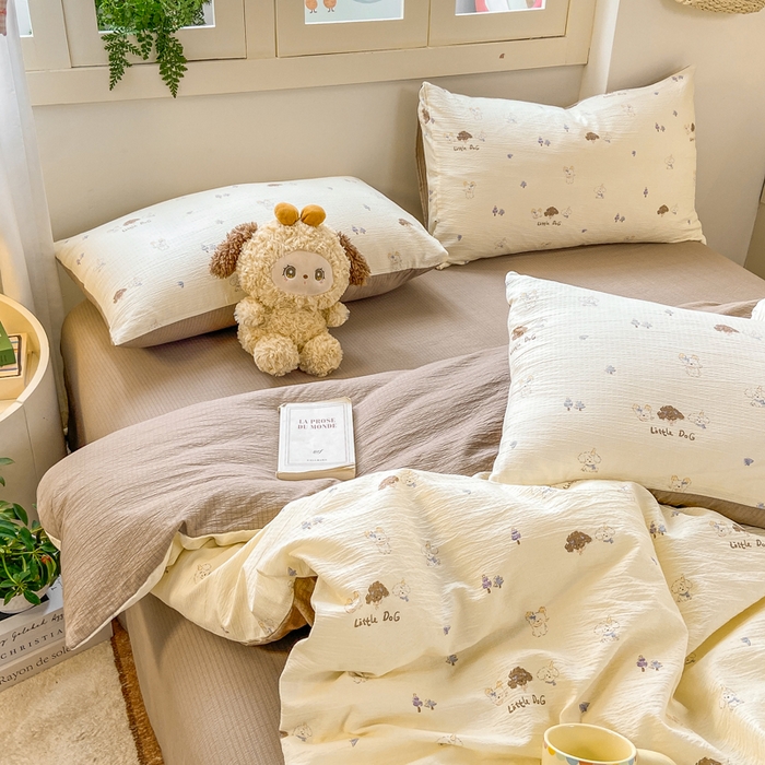 91家纺网 家纺一手货源 找家纺 夜笙家纺 2025秋冬网红爆款110克水洗棉高克重皱皱纱（提供买家秀） 快乐伙伴