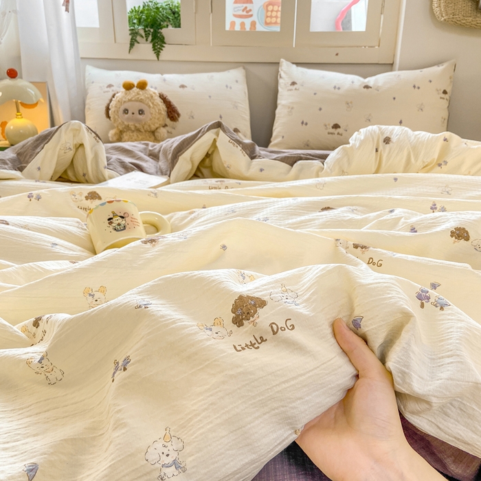 91家纺网 家纺一手货源 找家纺 夜笙家纺 2025秋冬网红爆款110克水洗棉高克重皱皱纱（提供买家秀） 快乐伙伴