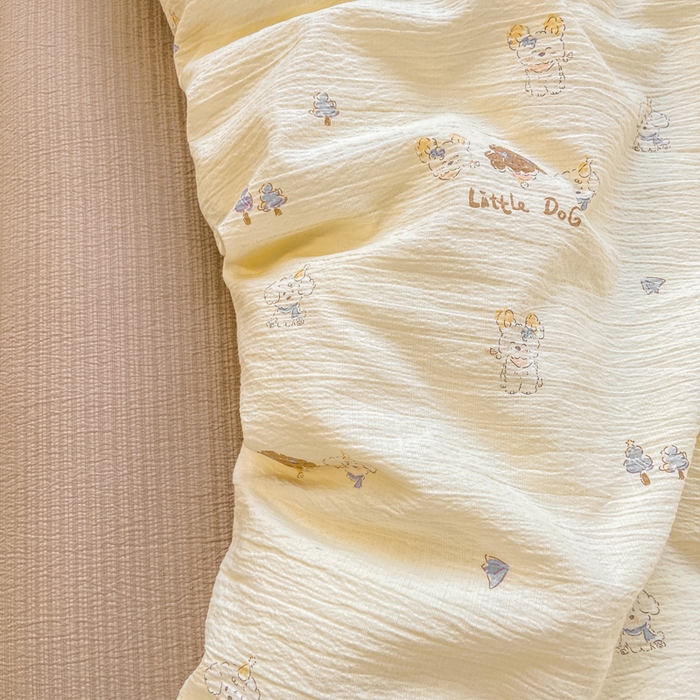 91家纺网 家纺一手货源 找家纺 夜笙家纺 2025秋冬网红爆款110克水洗棉高克重皱皱纱（提供买家秀） 快乐伙伴