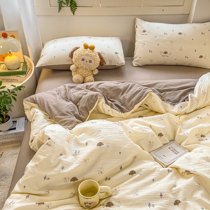 91家纺网 家纺一手货源 找家纺 夜笙家纺 2025秋冬网红爆款110克水洗棉高克重皱皱纱（提供买家秀） 快乐伙伴