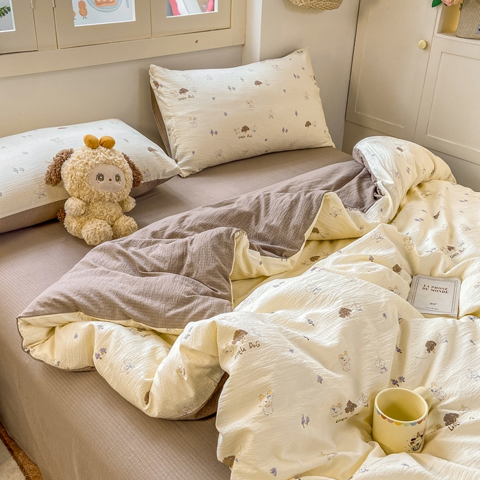 91家纺网 家纺一手货源 找家纺 夜笙家纺 2025秋冬网红爆款110克水洗棉高克重皱皱纱（提供买家秀） 快乐伙伴