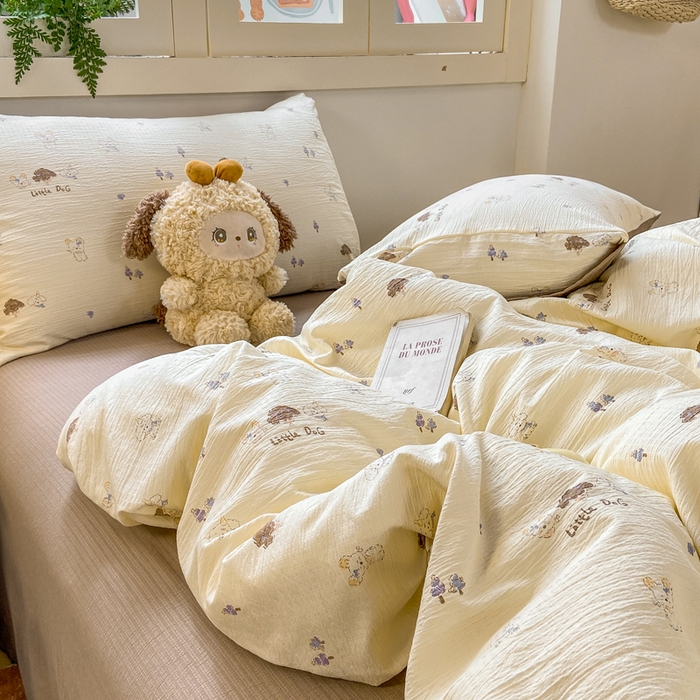 91家纺网 家纺一手货源 找家纺 夜笙家纺 2025秋冬网红爆款110克水洗棉高克重皱皱纱（提供买家秀） 快乐伙伴