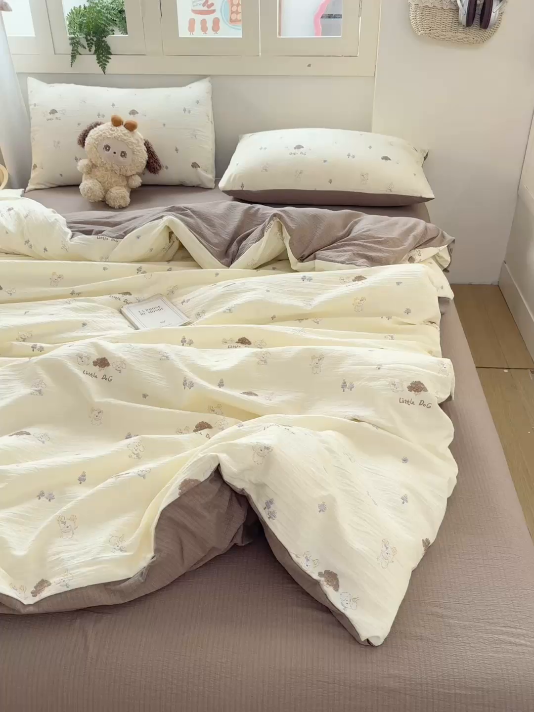 91家纺网 家纺一手货源 找家纺 夜笙家纺 2025秋冬网红爆款110克水洗棉高克重皱皱纱（提供买家秀） 快乐伙伴