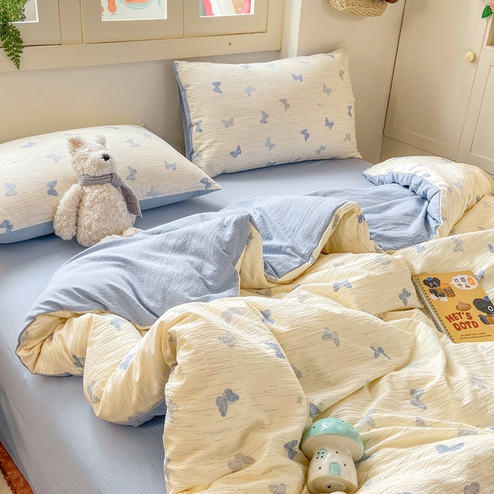 91家纺网 家纺一手货源 找家纺 夜笙家纺 2025秋冬网红爆款110克水洗棉高克重皱皱纱（提供买家秀） 兰黛