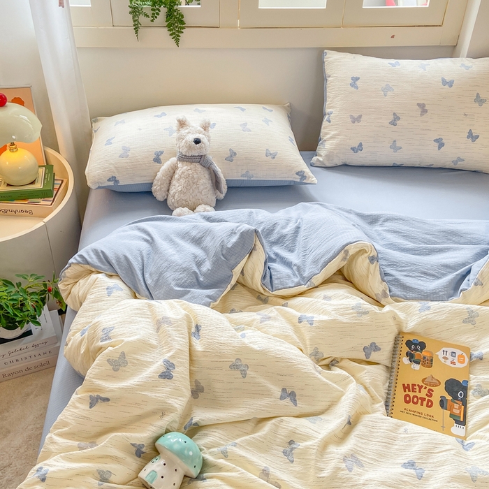 91家纺网 家纺一手货源 找家纺 夜笙家纺 2025秋冬网红爆款110克水洗棉高克重皱皱纱（提供买家秀） 兰黛