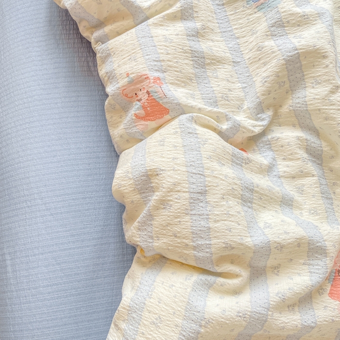 91家纺网 家纺一手货源 找家纺 夜笙家纺 2025秋冬网红爆款110克水洗棉高克重皱皱纱（提供买家秀） 魔法小象-蓝