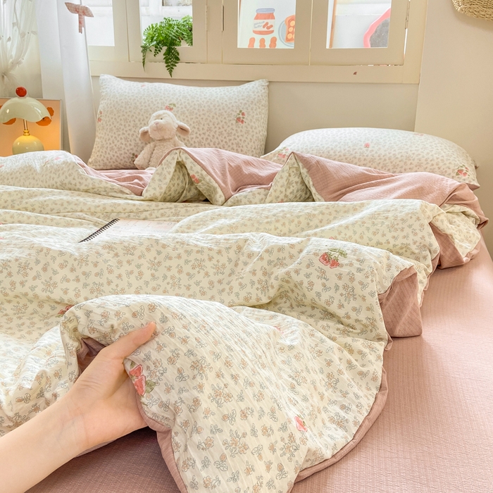 91家纺网 家纺一手货源 找家纺 夜笙家纺 2025秋冬网红爆款110克水洗棉高克重皱皱纱（提供买家秀） 甜心草莓