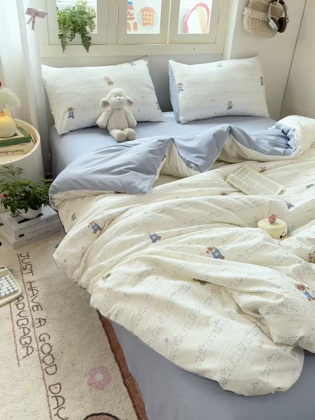 91家纺网 家纺一手货源 找家纺 夜笙家纺 2025秋冬网红爆款110克水洗棉高克重皱皱纱（提供买家秀） 熊熊乐园