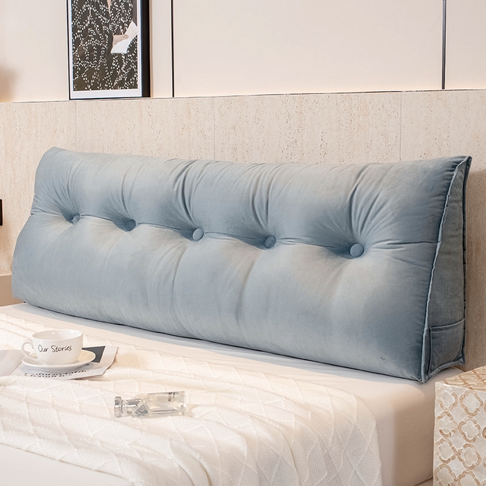 91家纺网 家纺一手货源 找家纺 （总）碧尔家居 2025新款荷兰绒弯型三角床头靠垫软包榻榻米大靠背