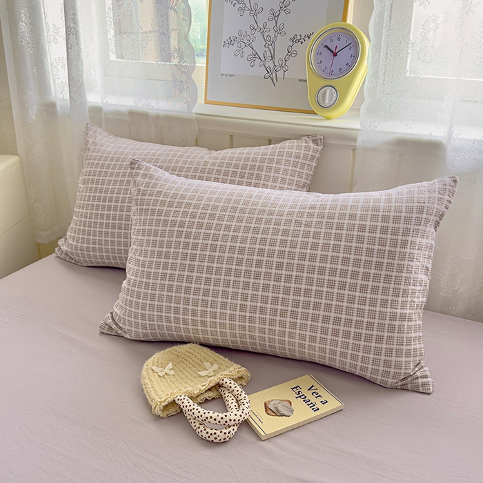 好亿来家纺 2025新款加厚A类云感双层纱单品枕套 枕套单件 冰美式-浅咖