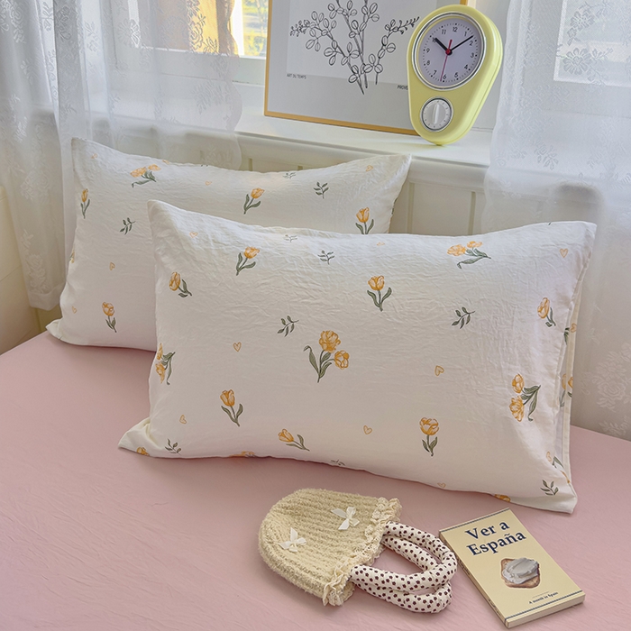 好亿来家纺 2025新款加厚A类云感双层纱单品枕套 枕套单件 明媚-桔