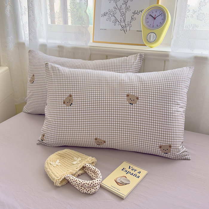 好亿来家纺 2025新款加厚A类云感双层纱单品枕套 枕套单件 奶熊