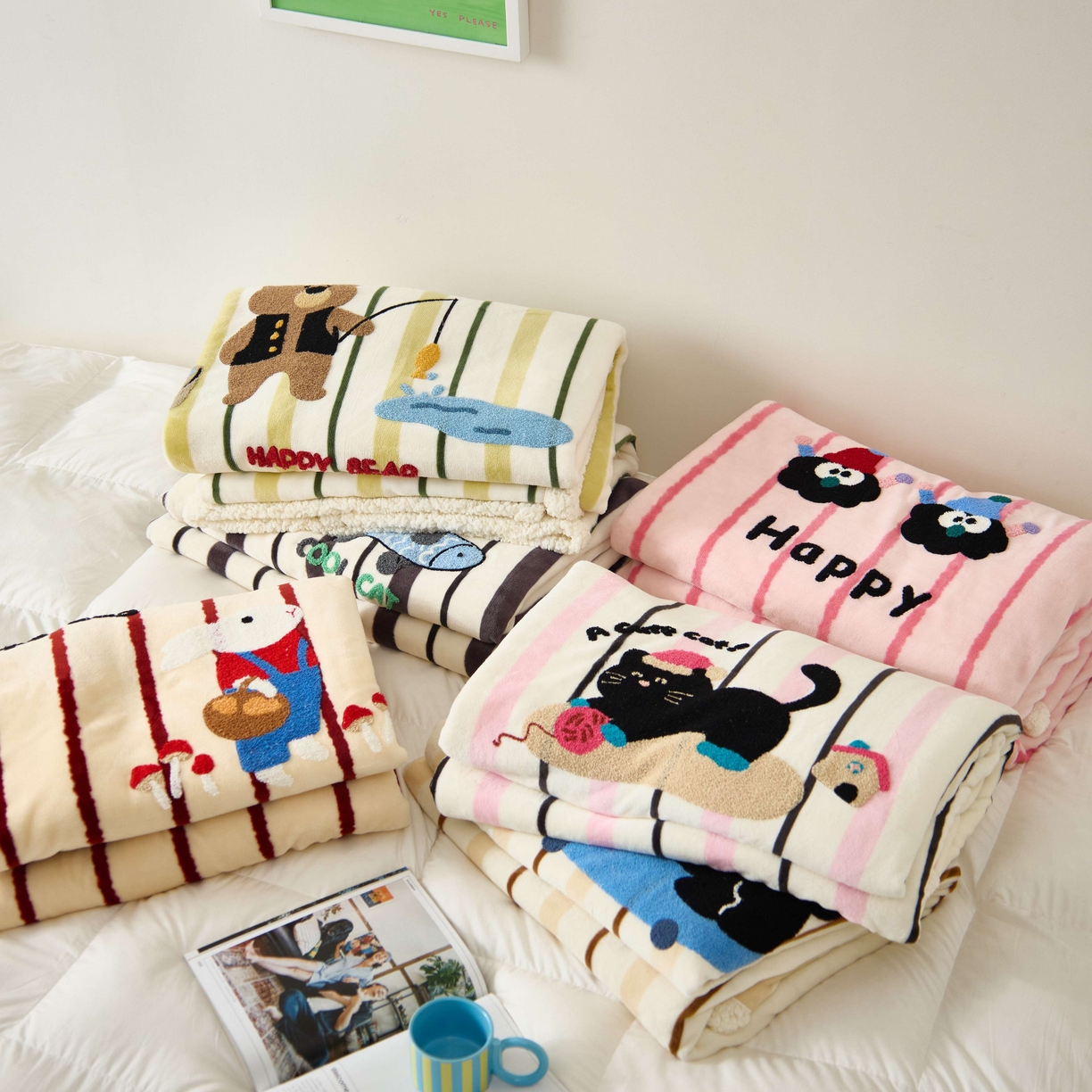 91家纺网 家纺一手货源 找家纺 （总）呗旺鹿 2025新款高克重羊羔绒牛奶绒毛巾绣双层毯