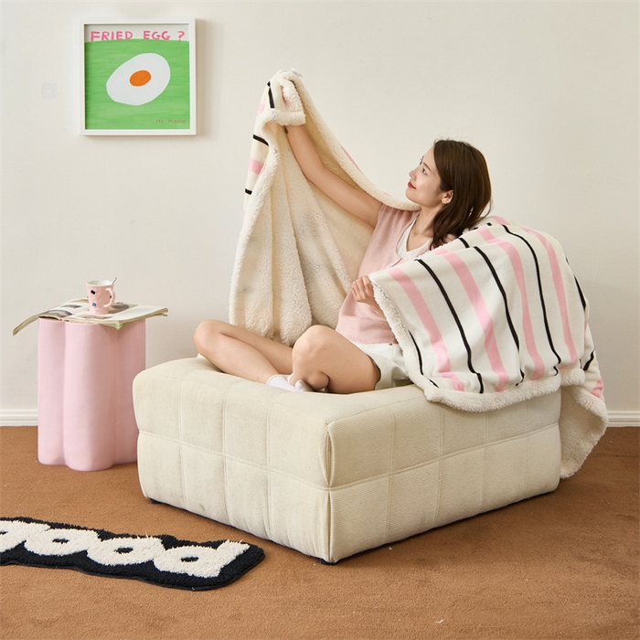 91家纺网 家纺一手货源 找家纺 呗旺鹿 2025新款高克重羊羔绒牛奶绒毛巾绣双层毯 Cat