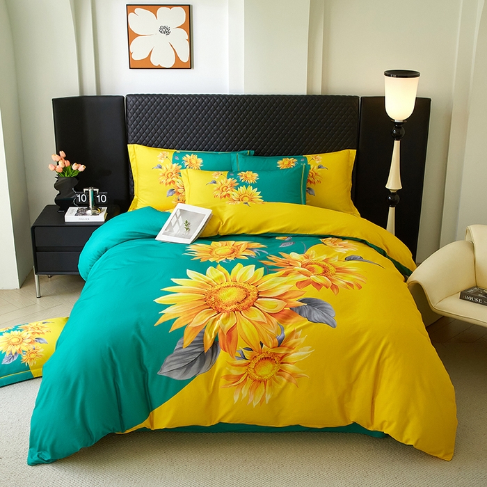 金纱玉纺 2025年新款秋冬全棉印花四件套 日光序章-绿