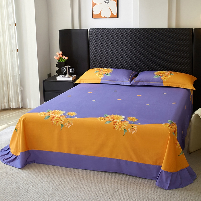 91家纺网 家纺一手货源 找家纺 金纱玉纺 2025年新款秋冬全棉印花四件套 日光序章-紫