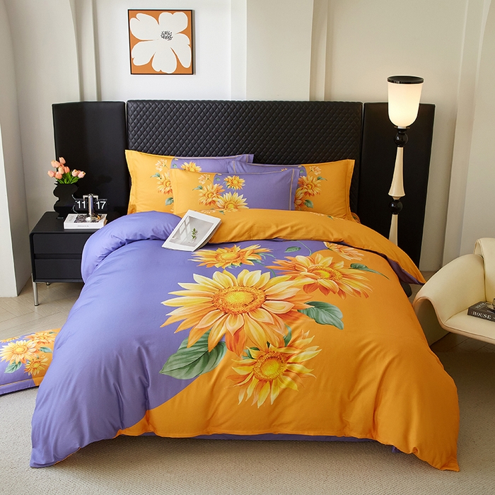 金纱玉纺 2025年新款秋冬全棉印花四件套 日光序章-紫